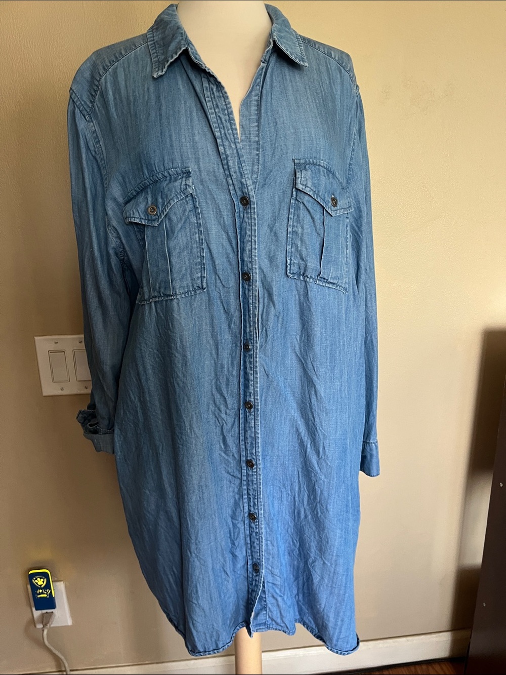 Philosophy Light Blue Denim Button-Down Shirt Dress